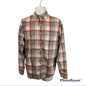 J Crew Mens Classic Fit Stretch Secret Wash Plaid Size Small Long Sleeve Gray